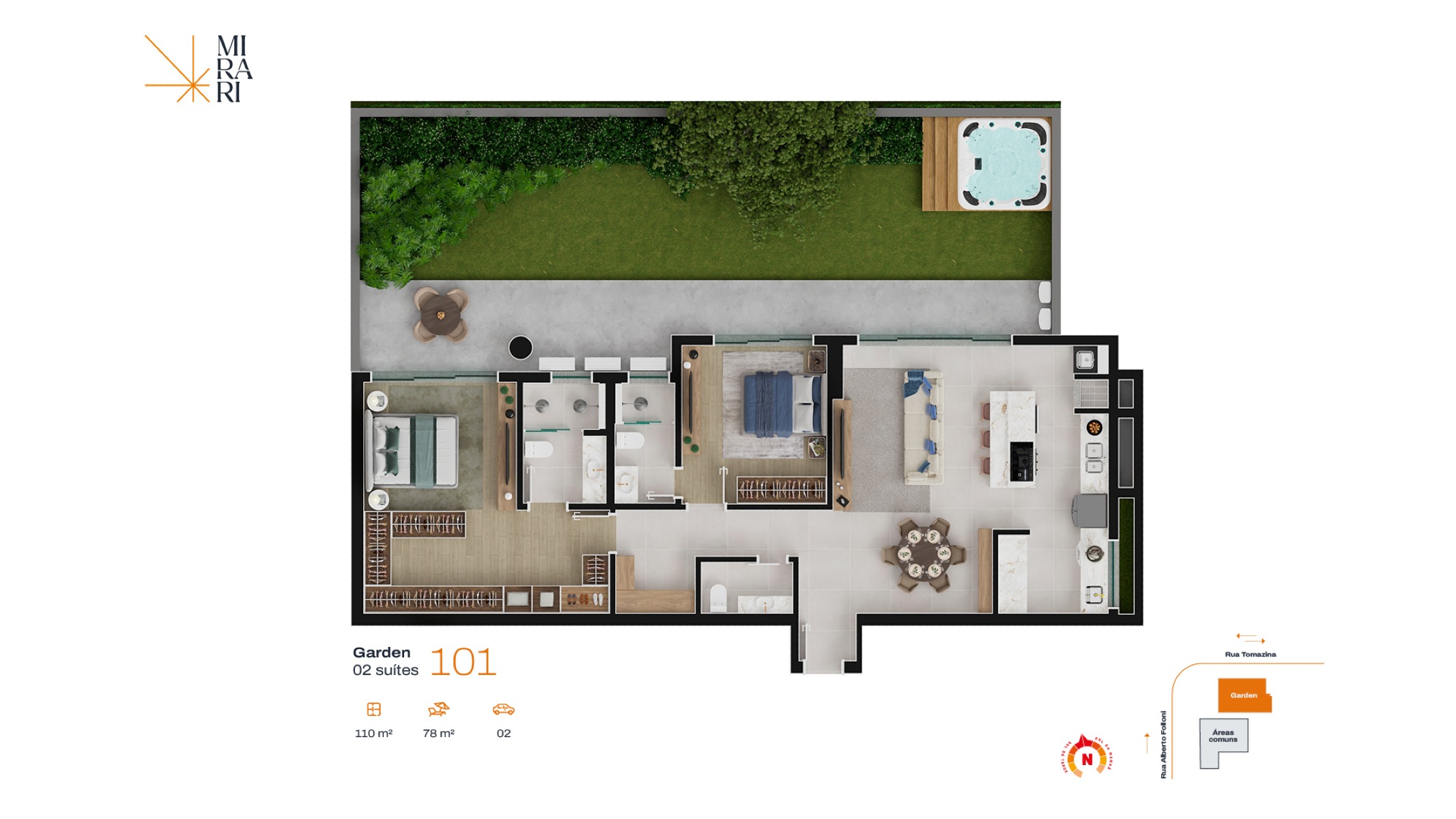 Mirari By Porto Camargo | Garden de 188m² - Planta