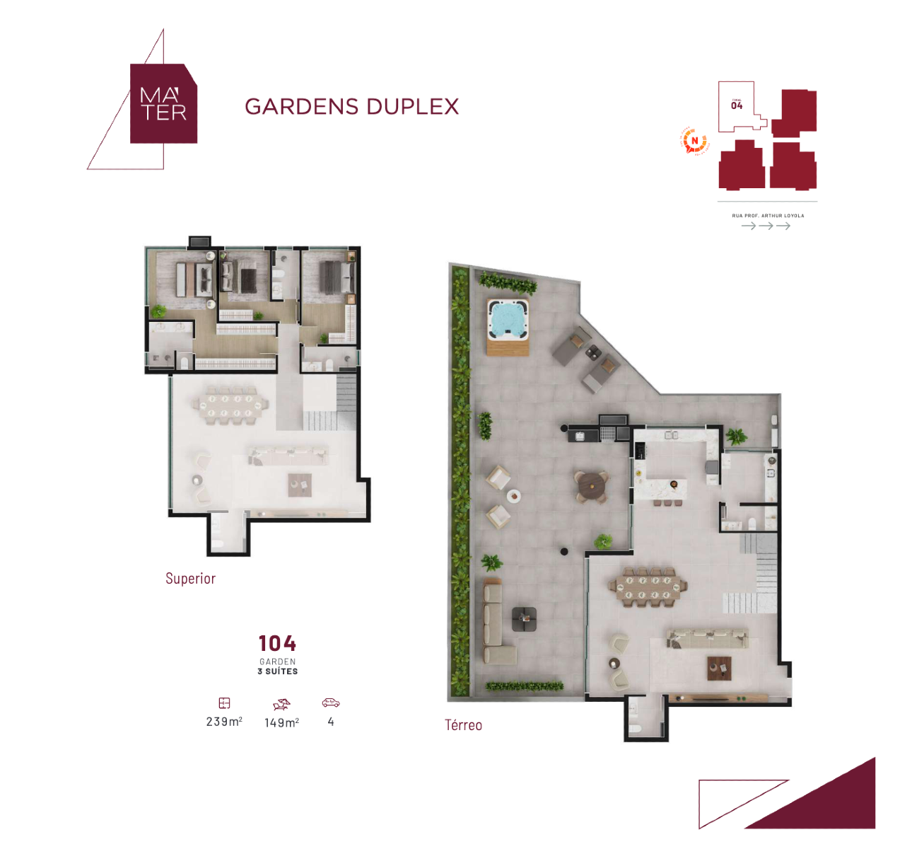 Apartamento Garden | 3 suítes e 4 vagas - Planta