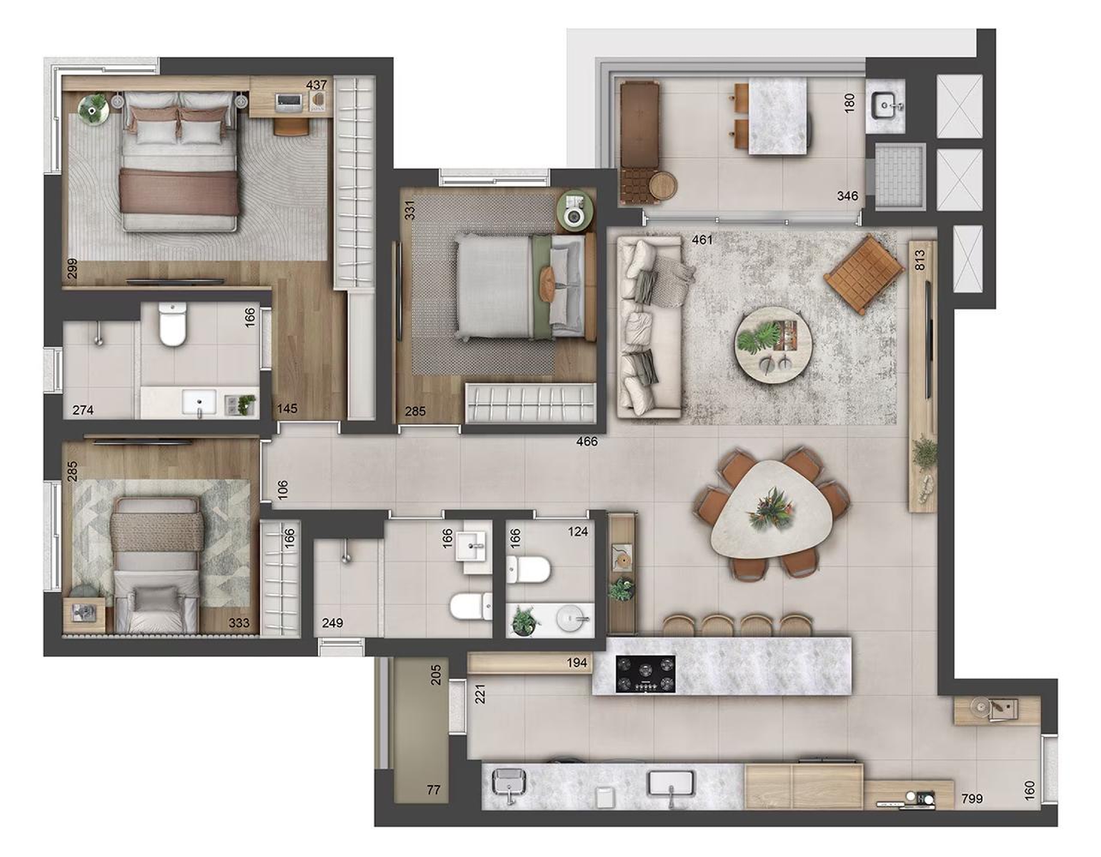 Conforto e Sofisticação na Medida Certa: Apartamento de 116 m² no Casa Constant (Alto da XV) da construtora Plaenge - Planta