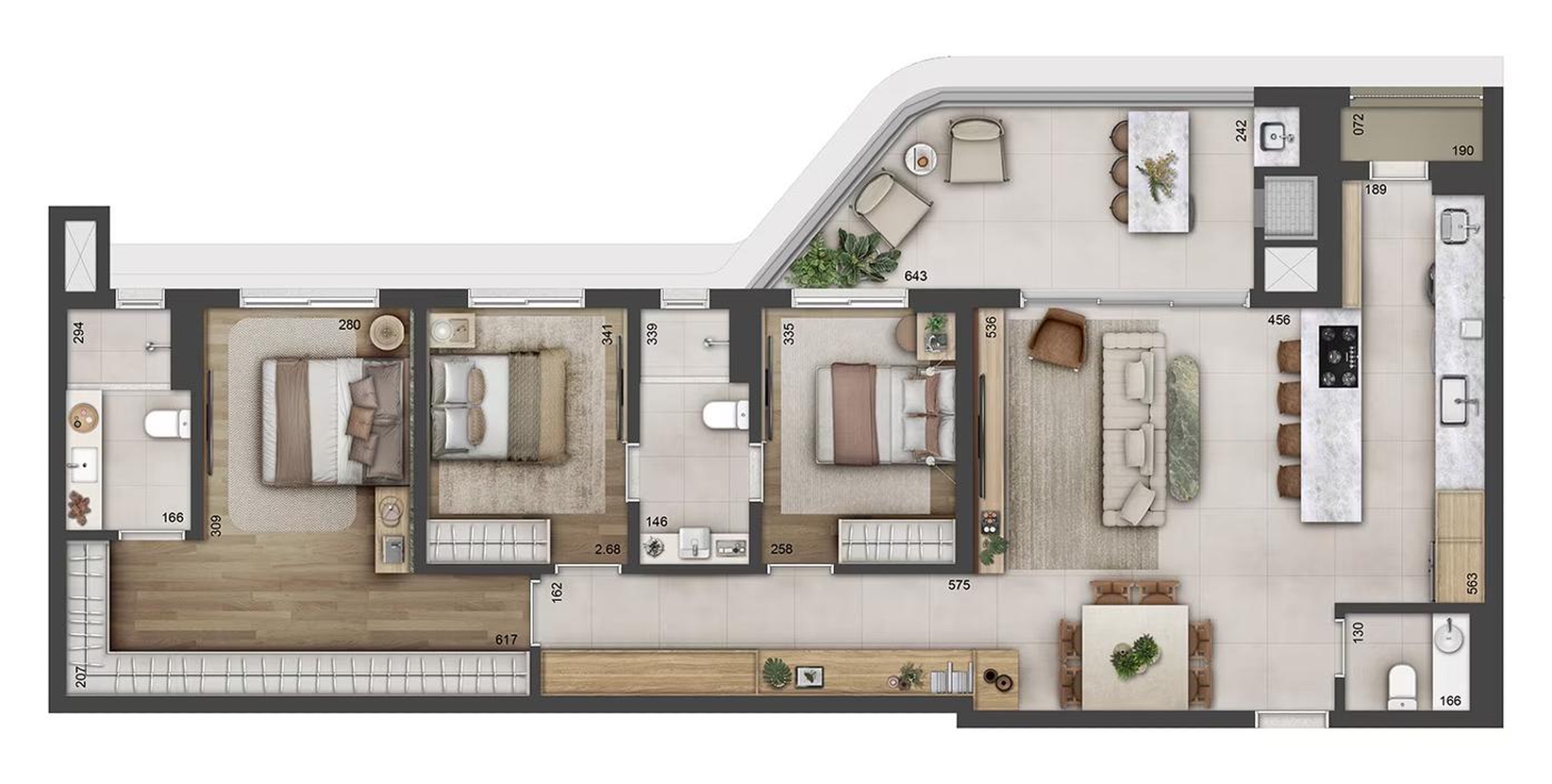 Espaço e Privacidade para Sua Família: Apartamento de 130 m² com 3 quartos no Alto da XV - Planta