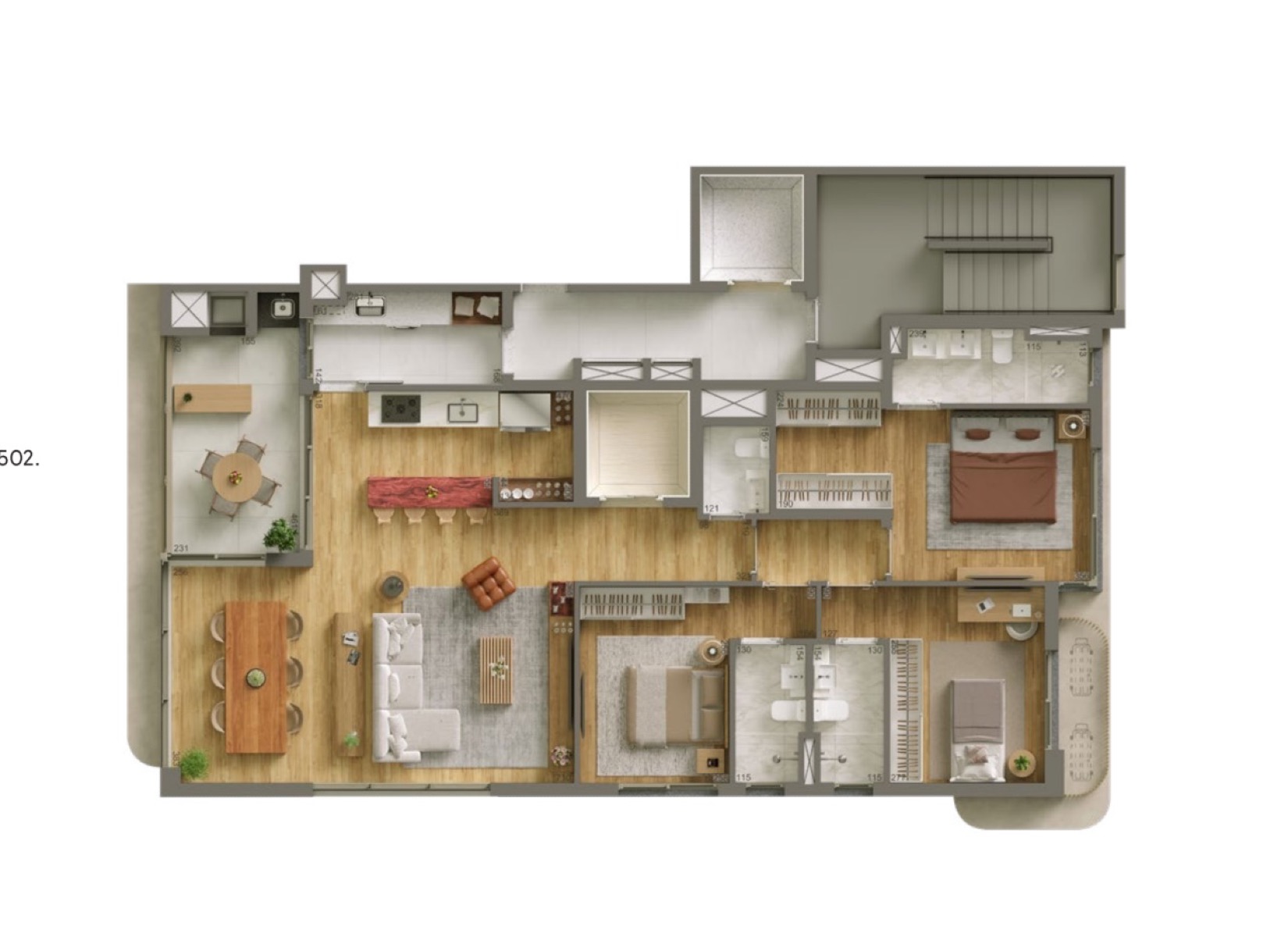 Apartamento 3 Quartos 136m² à Venda no Batel | Nizza - Planta