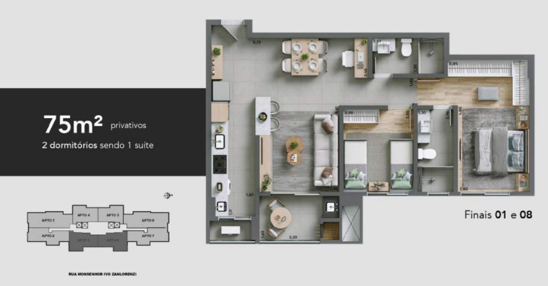 Apartamento 2 Quartos Campina Do Siqueira 78m² NEW.IN | CONSTRUTORA VANGUARD | ECOVILLE - Planta
