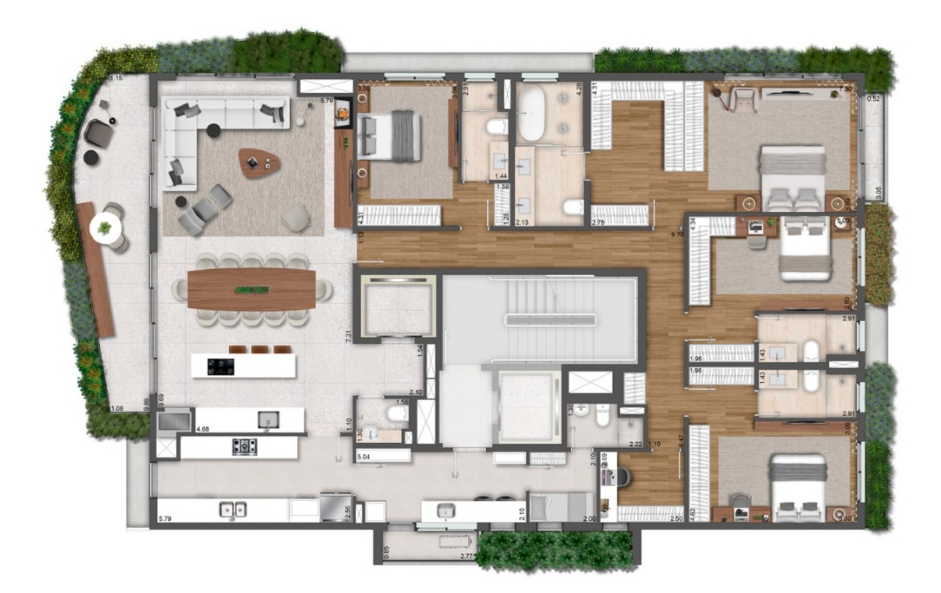 Trevi | Apartamento com 4 Suítes  e 276m ²  - Planta