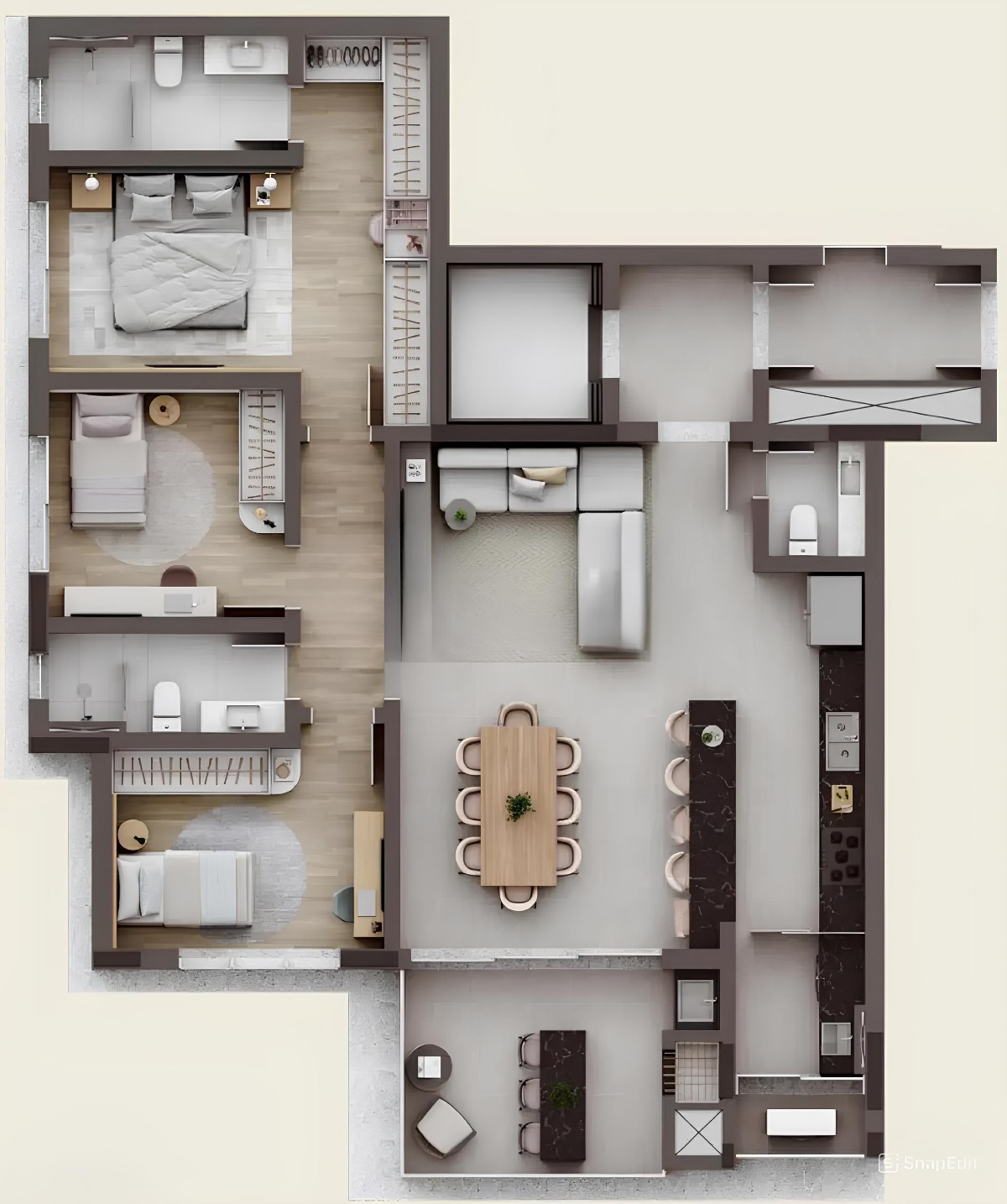  The Pineyards | Apartamento na planta com 3 Quartos e 123m² - Design e Elegância - Planta