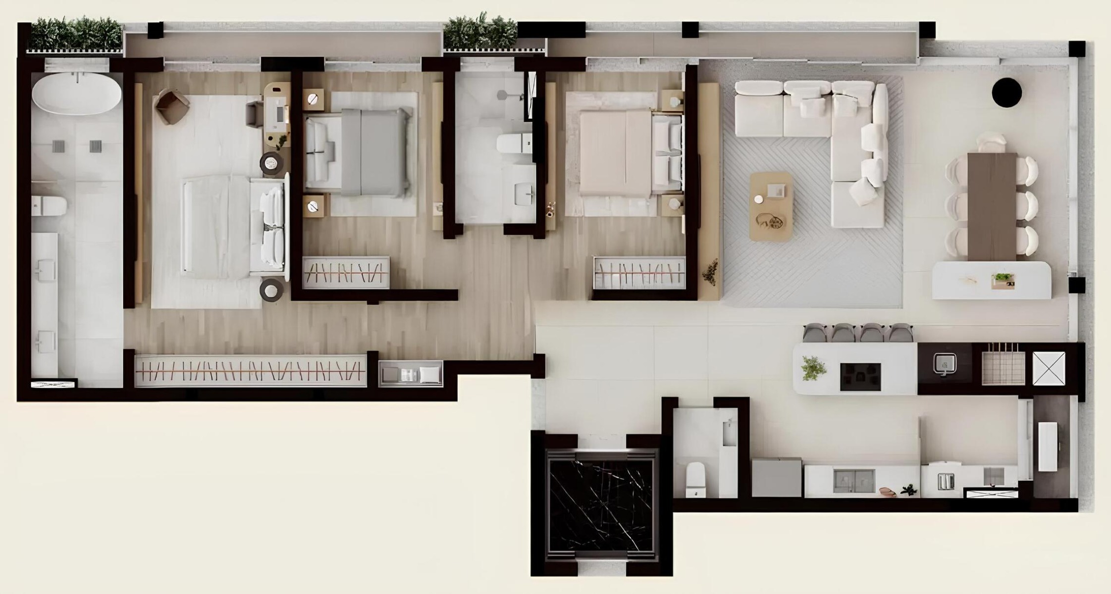   Apartamento com Planta Inteligente de 148m² no Edifício The Pineyards - Planta