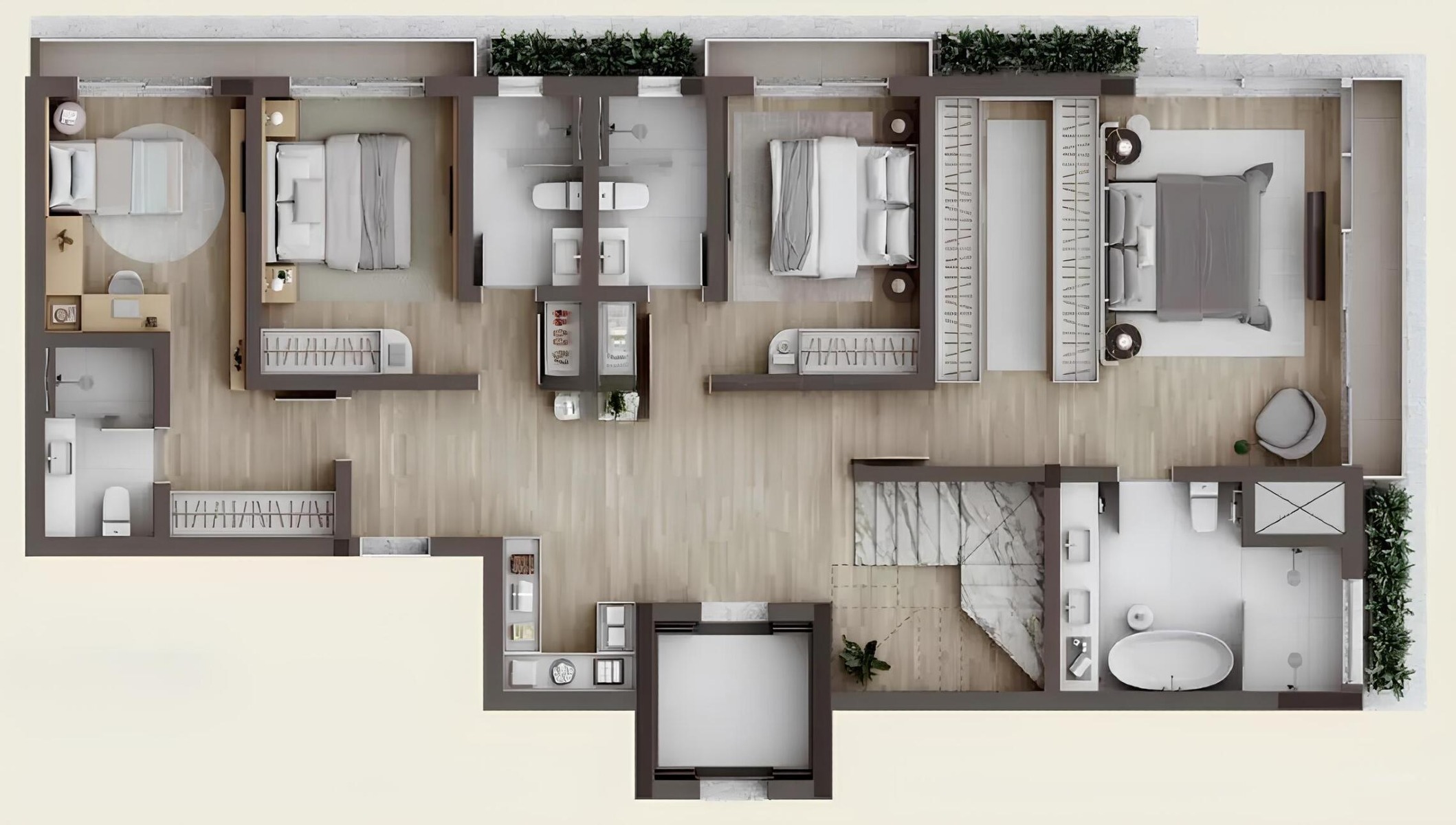Cobertura no Edifício The Pineyards - Planta com 243m², 4 Suítes e 4 Vagas | Cabral - Planta