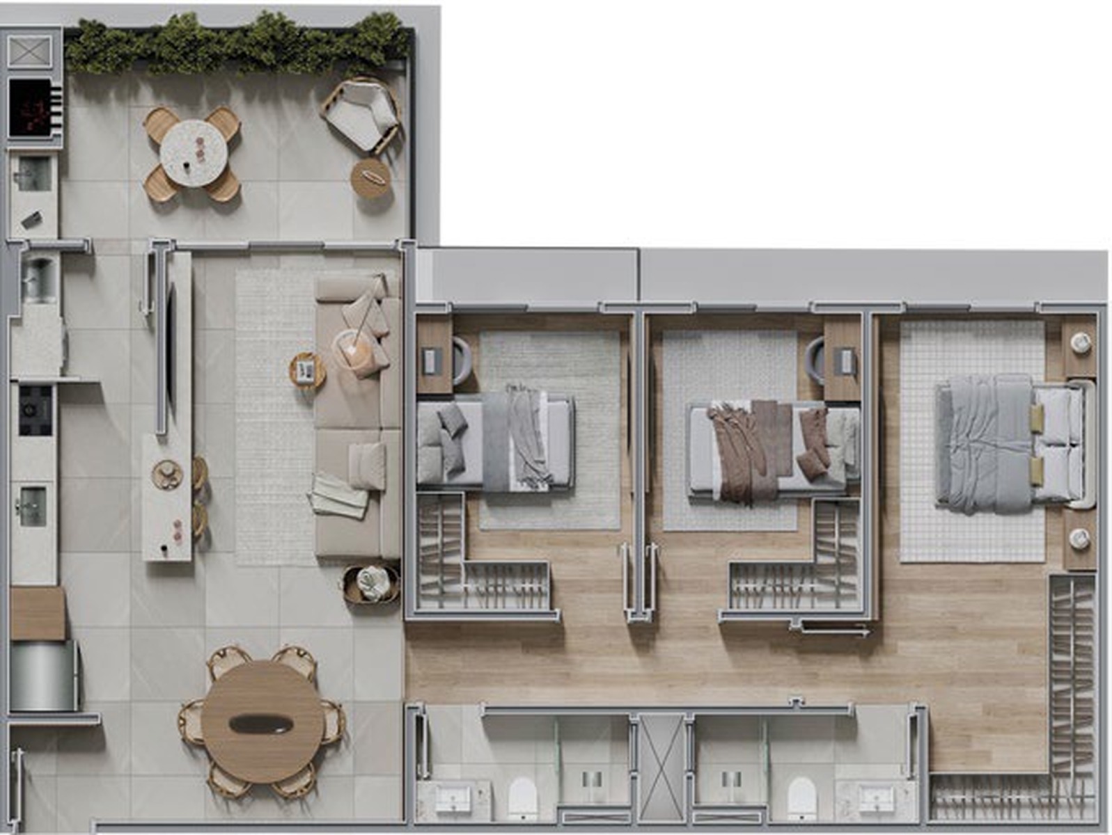 Terracota Ecoville - CGL Construtora - 3 Quartos  - Planta