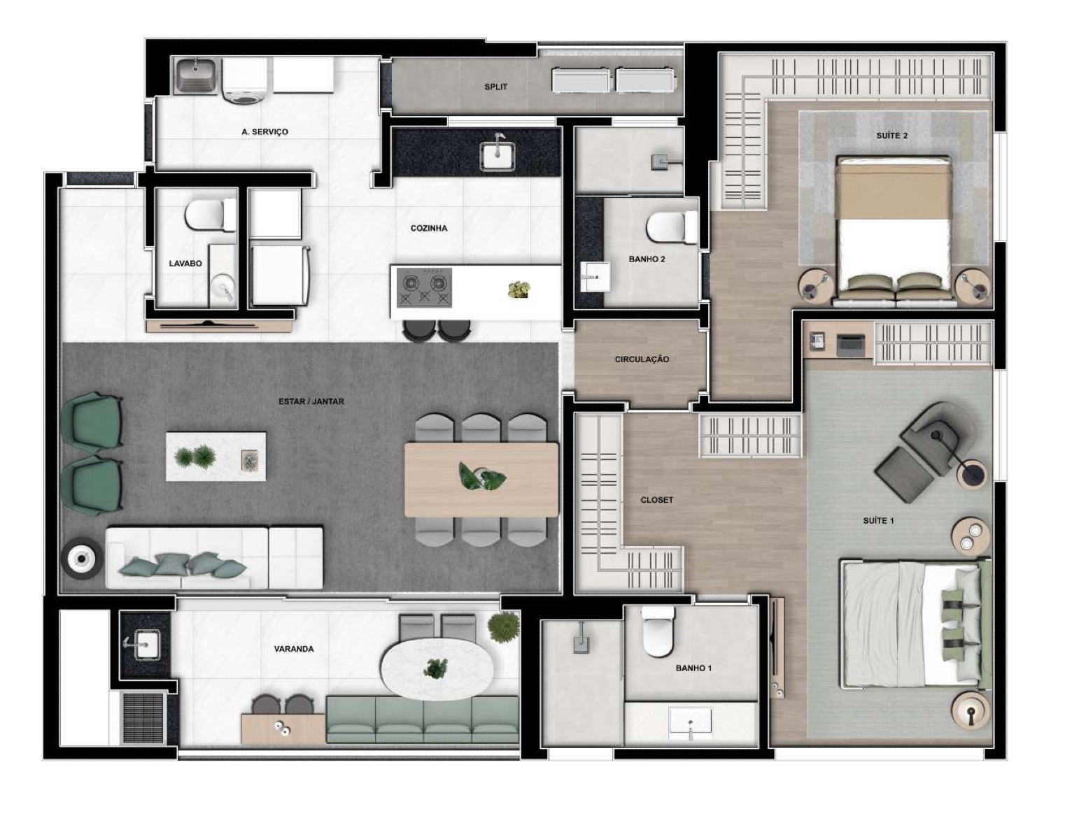 Apartamento com 120 m² privativos e 1 suíte | Horizon, Plaenge - Planta