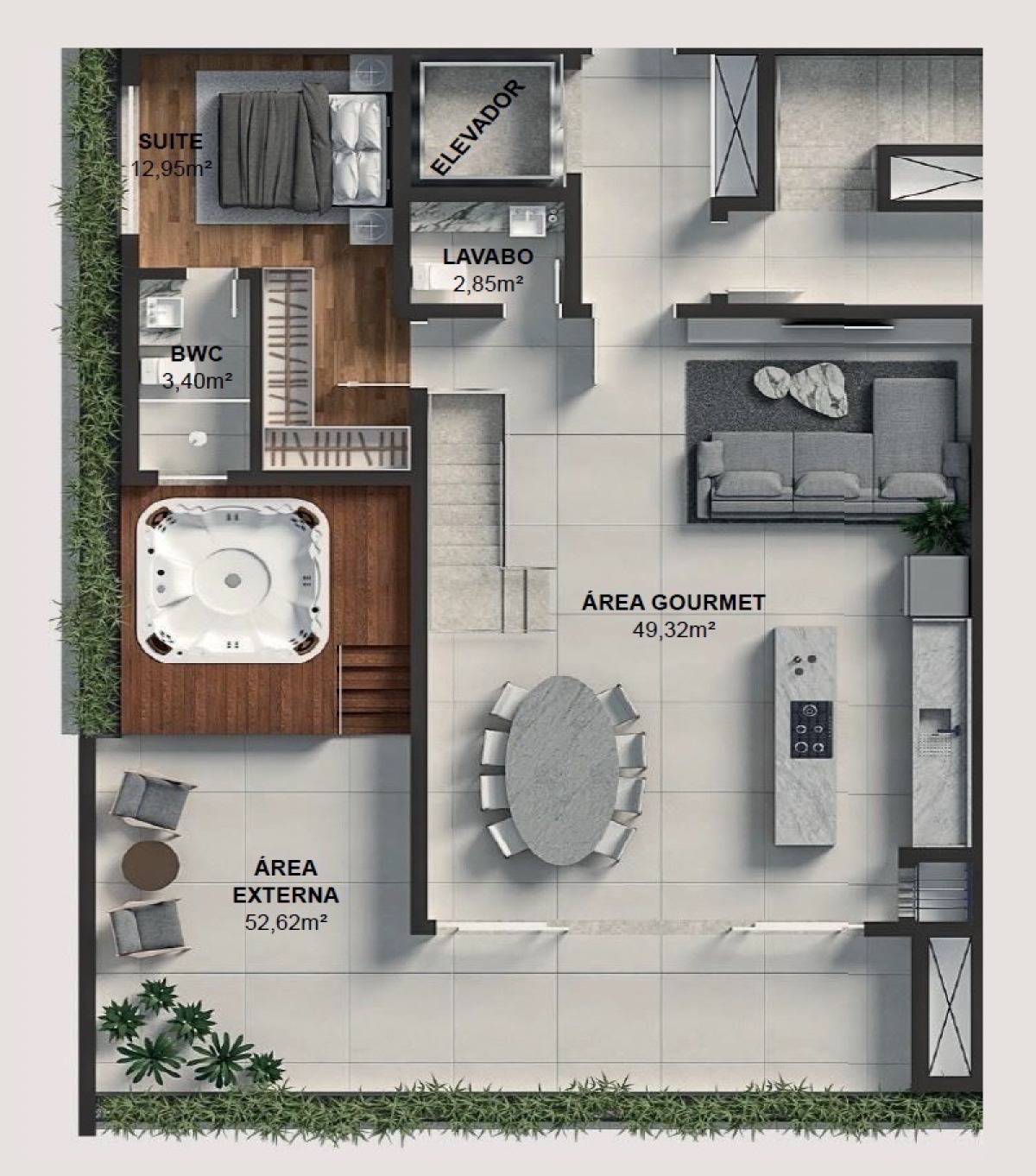 Cobertura no Ahú com 04 suites - Eza Living - Planta