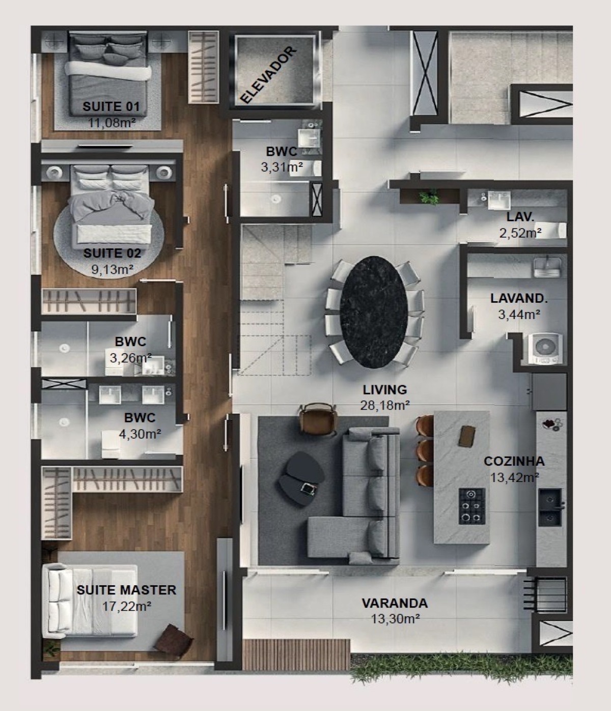 Cobertura no Ahú com 04 suites - Eza Living - Planta