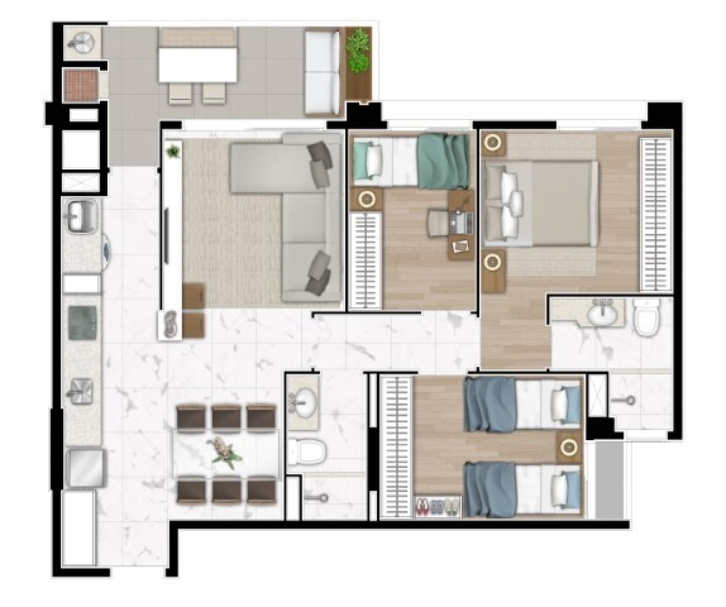 Apartamento de 3 Quartos no Explore Botânico - Conforto e Praticidade no Cristo Rei - Planta