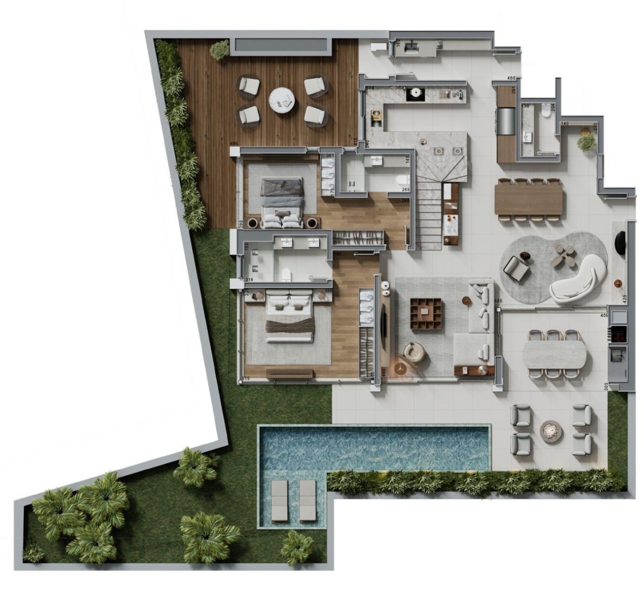 Garden Duplex de 354m² no GÅRD Ecoville - 3 Suítes e Terraço Privativo - Planta