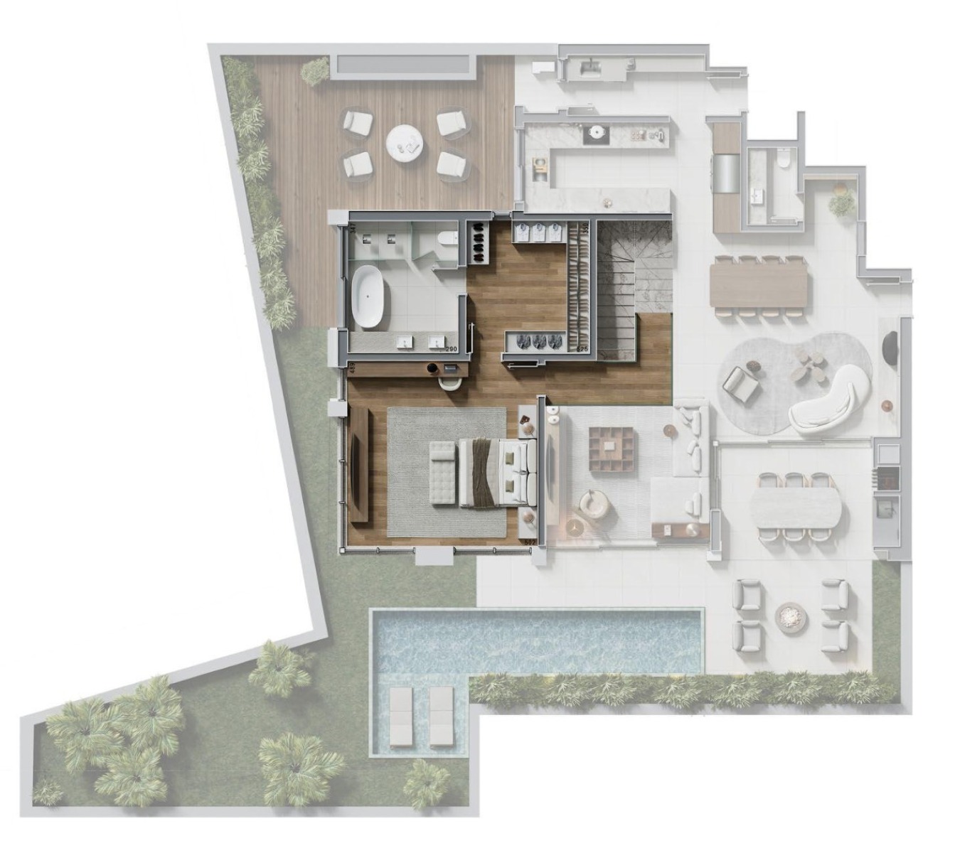 Garden Duplex de 354m² no GÅRD Ecoville - 3 Suítes e Terraço Privativo - Planta