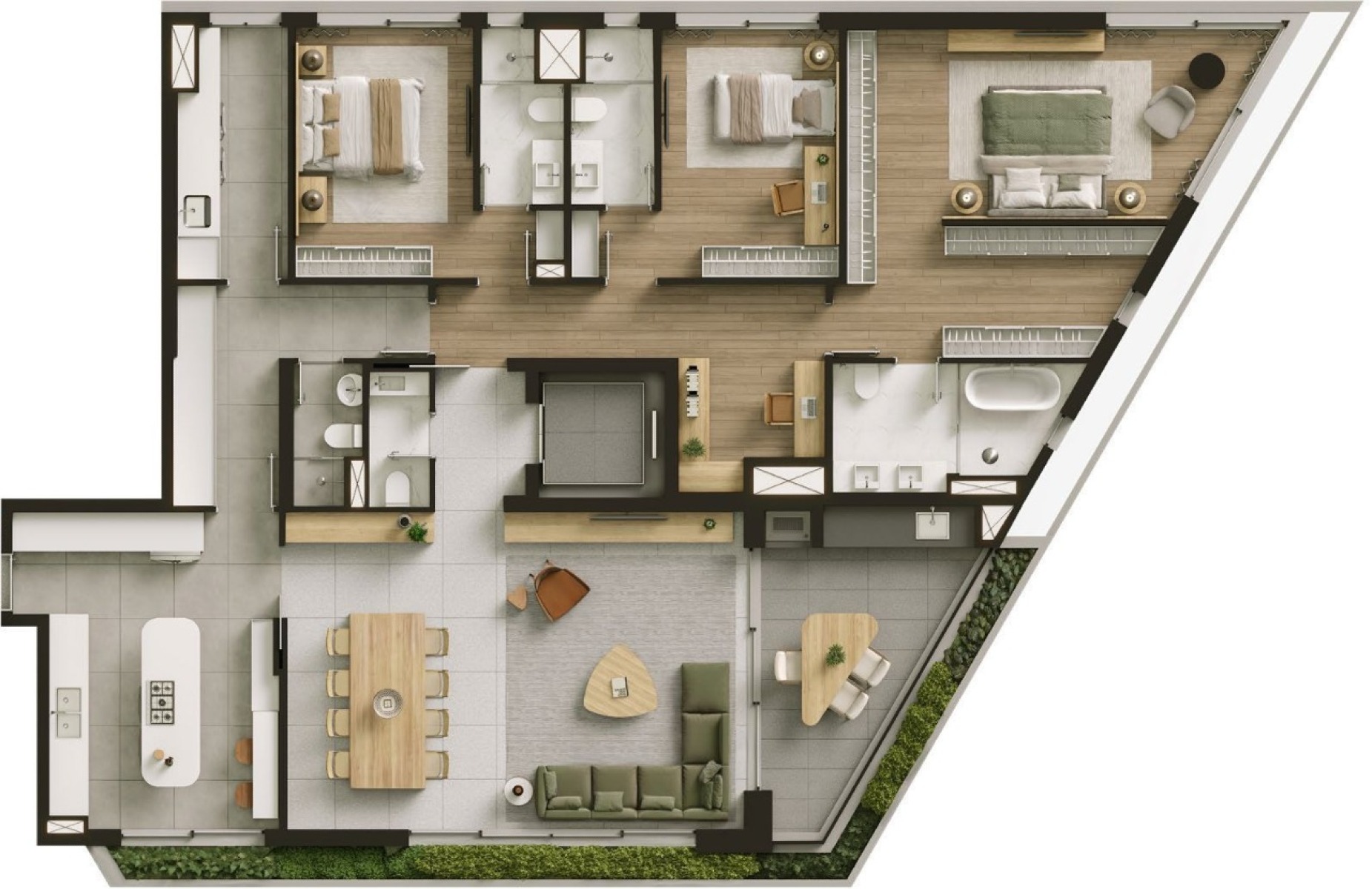  Apartamento de 219m² no ZAHI Taunay | 3 Suítes e 3 Vagas no Coração do Batel - Planta