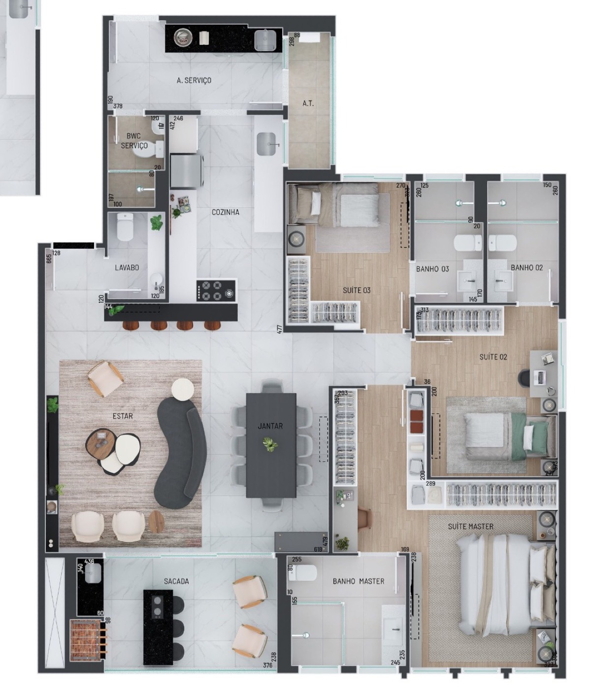 Agon | Apartamento com planta de 143m², com alto padrão de acabamento e lazer completo no Água Verde! - Planta