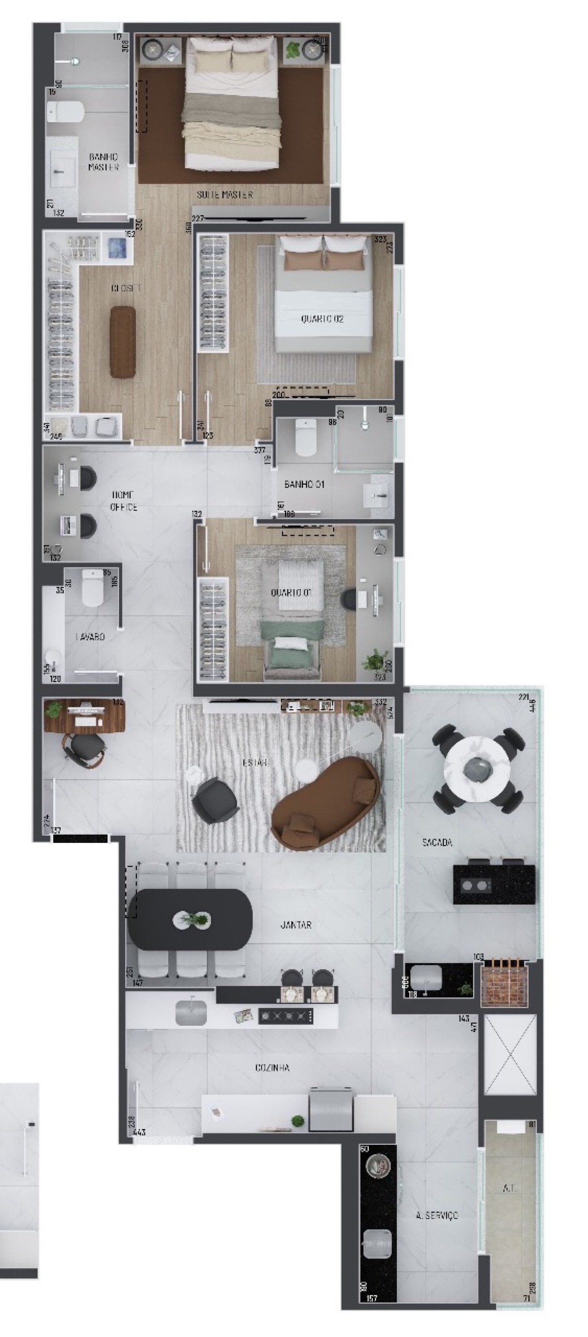 Edifício Agon no Água Verde - Conheça o Apartamento Ideal com planta de 129m² para Sua Família - Planta