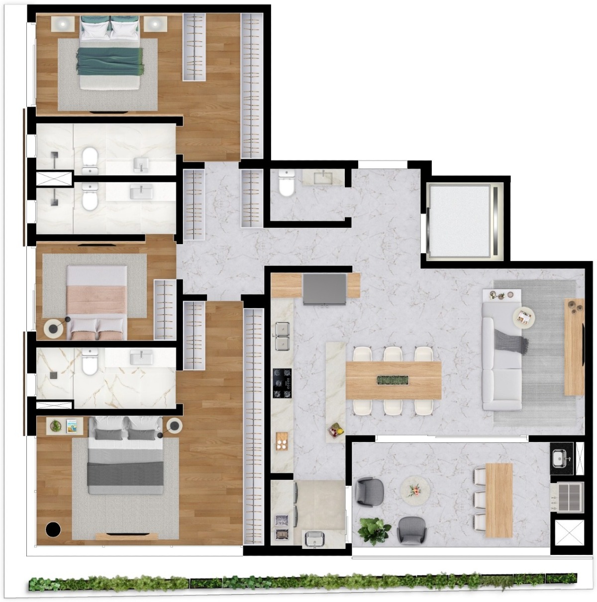 Amáz Residencial | Gt Building no Champagnat com 03 suítes - Planta