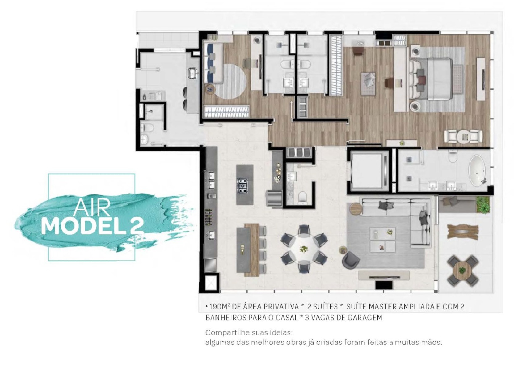AIR Cabral - Apartamento de Alto Padrão de 190m² com 2 Suítes no Cabral, Curitiba - Planta