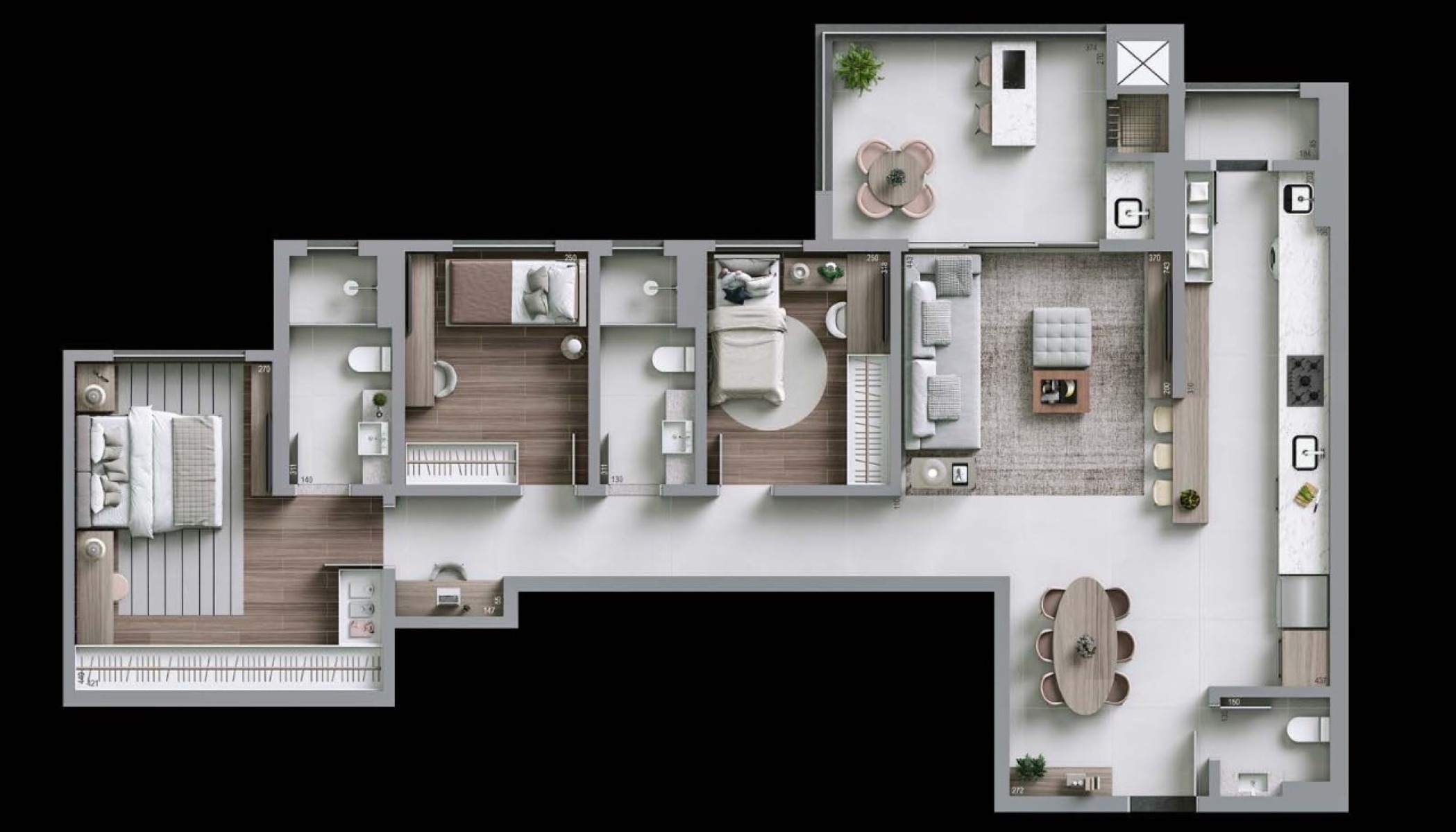 Apartamento com 3 quartos e 120m² privativos | Artis da Plaenge - Planta