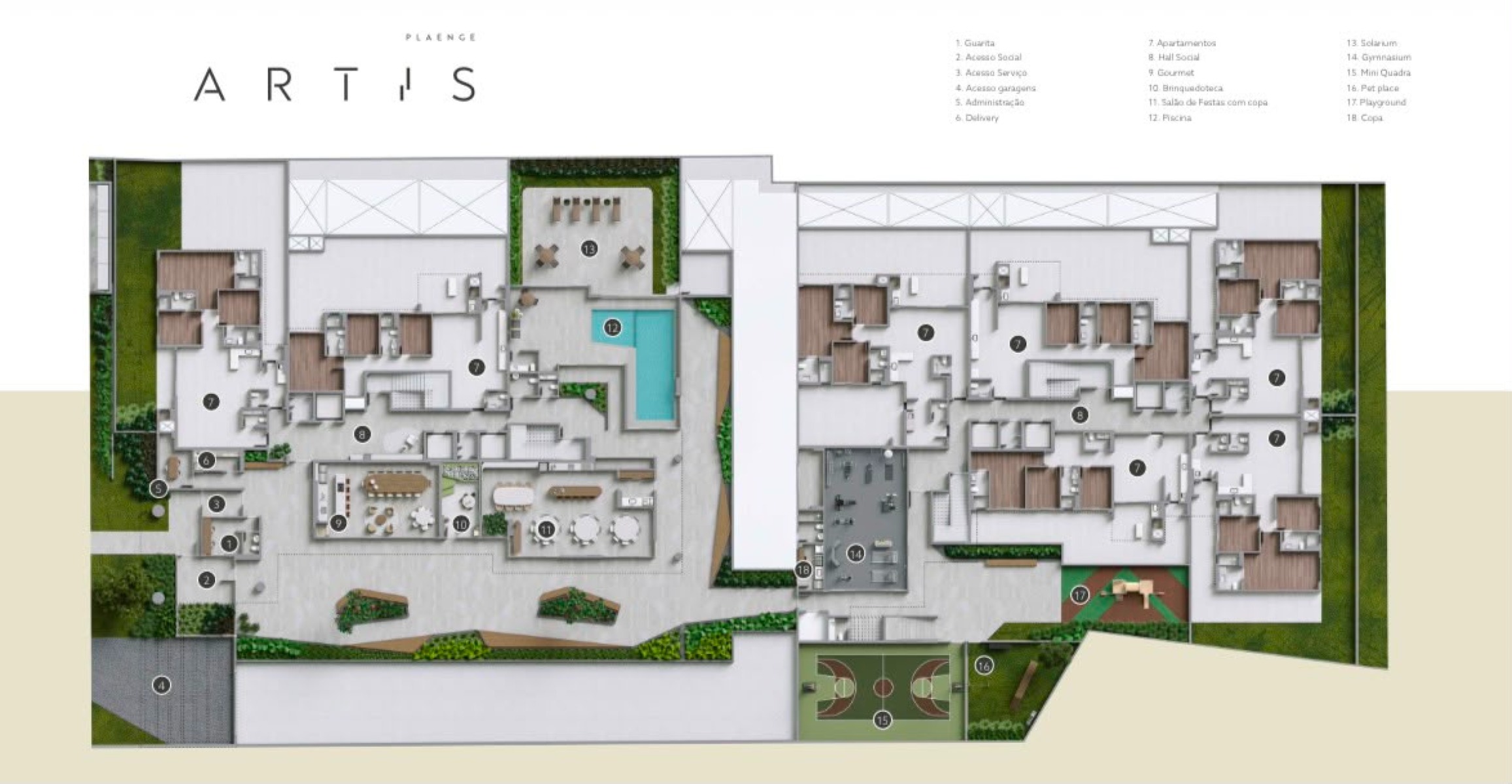 Apartamento Garden - 162 m² a 303 m² | 3 quartos (1 a 3 suítes) - Mercês - Planta