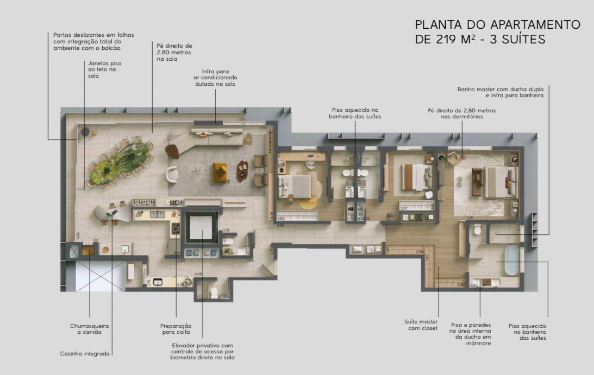 Apartamento na planta de 219m² com 3 suítes no coração do Batel | Arte Batel - Planta
