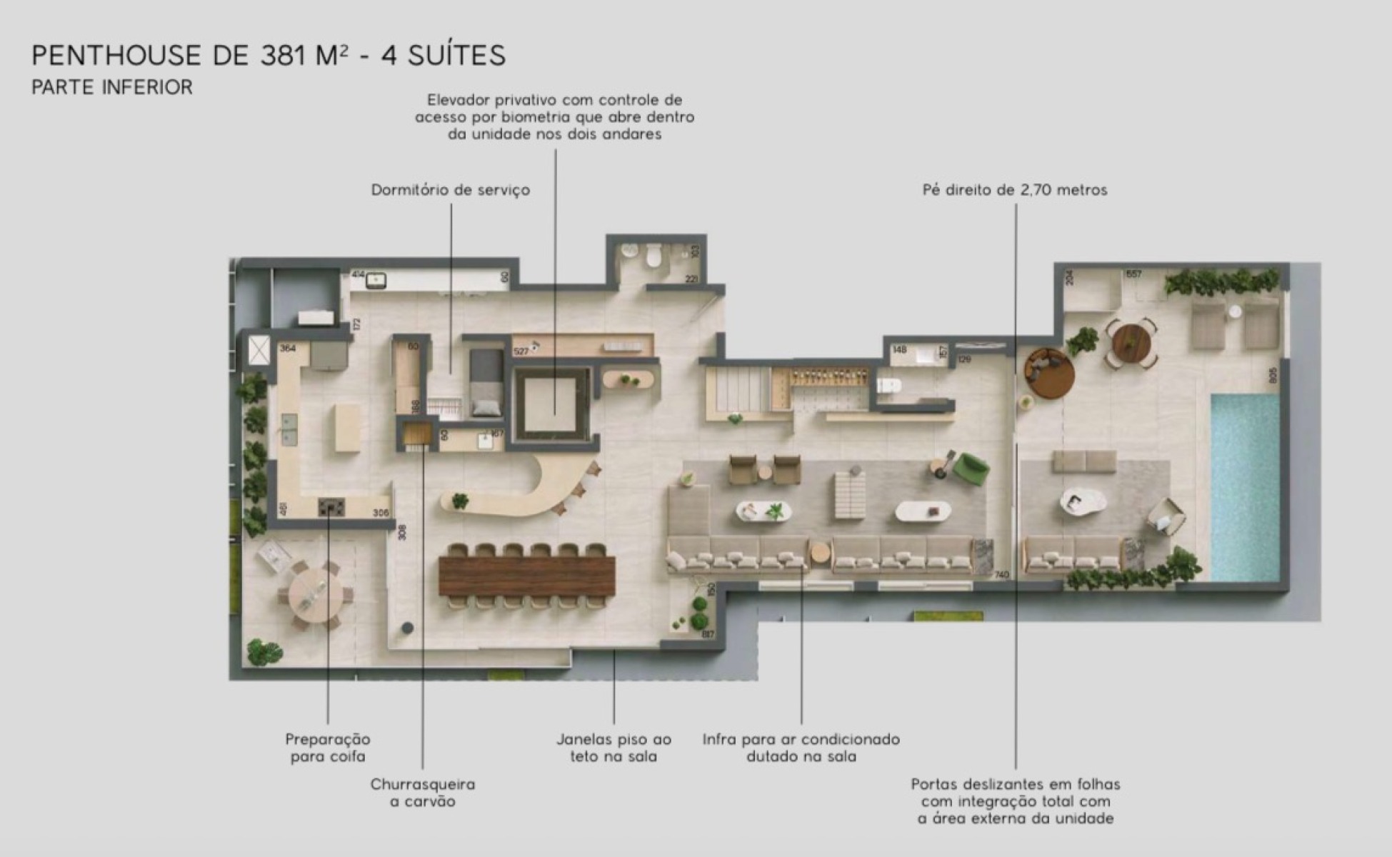 Arte Batel, Víncere | Cobertura Duplex - Vista, Privacidade e 375m² de Sofisticação - Planta