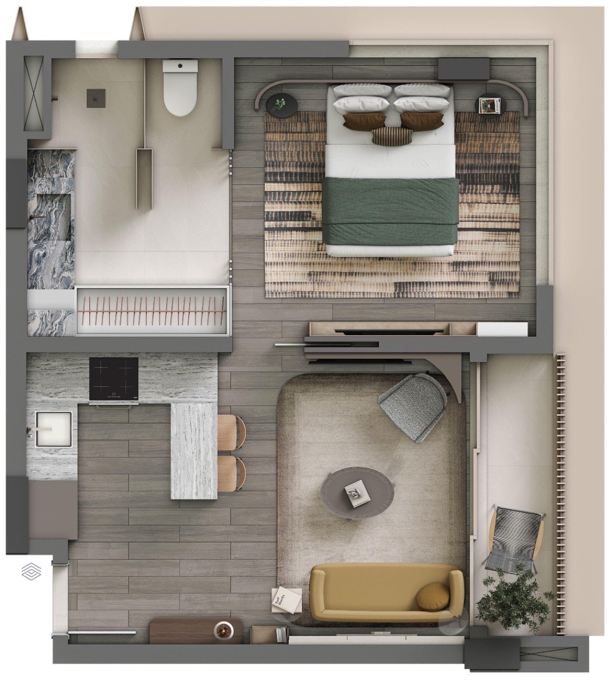 **Viva com Estilo e Conveniência: Apartamento de 1 Quarto no "Lange, Turin"** - Planta