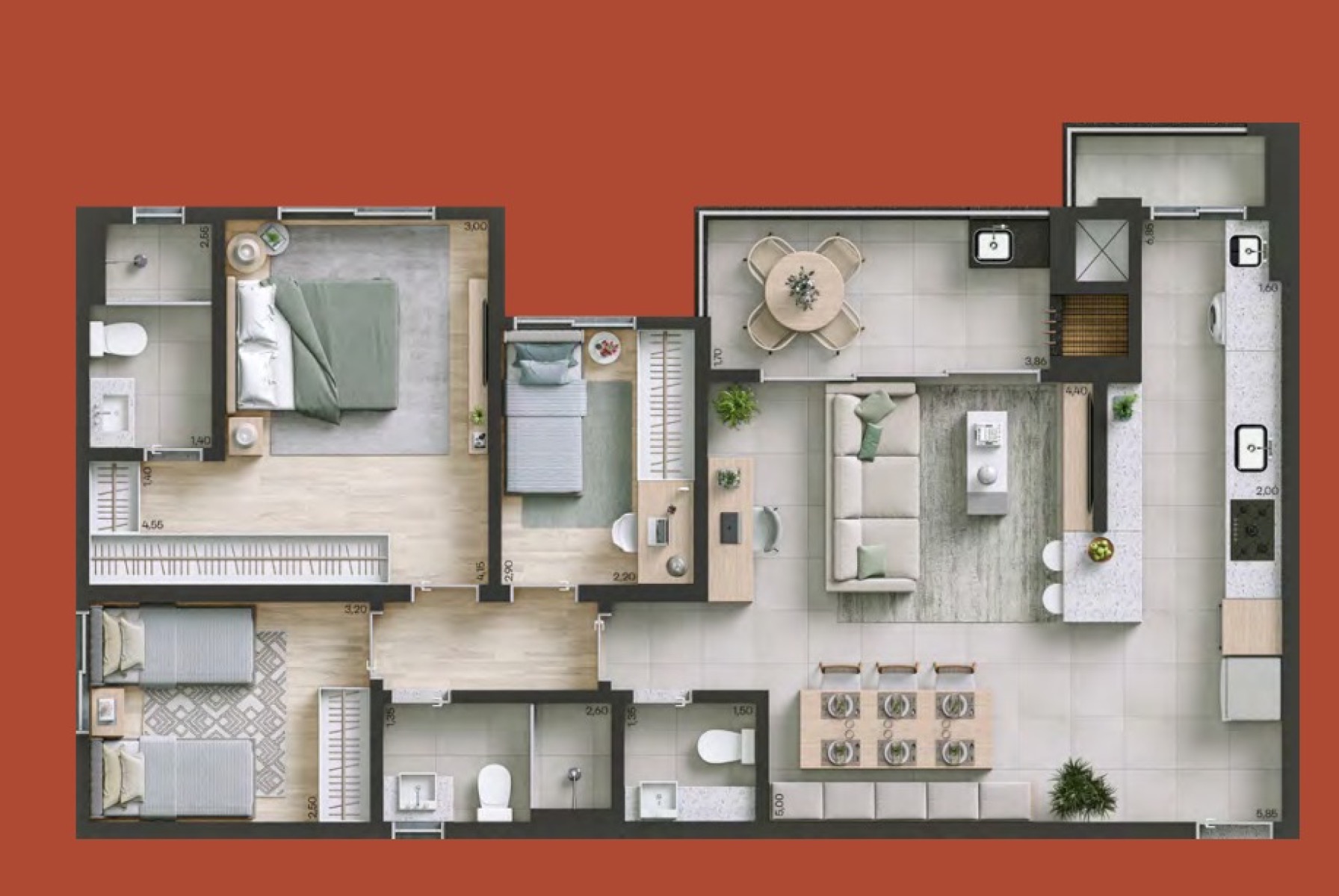 Apartamento de 3 quartos no Nest – Alto da XV - Planta
