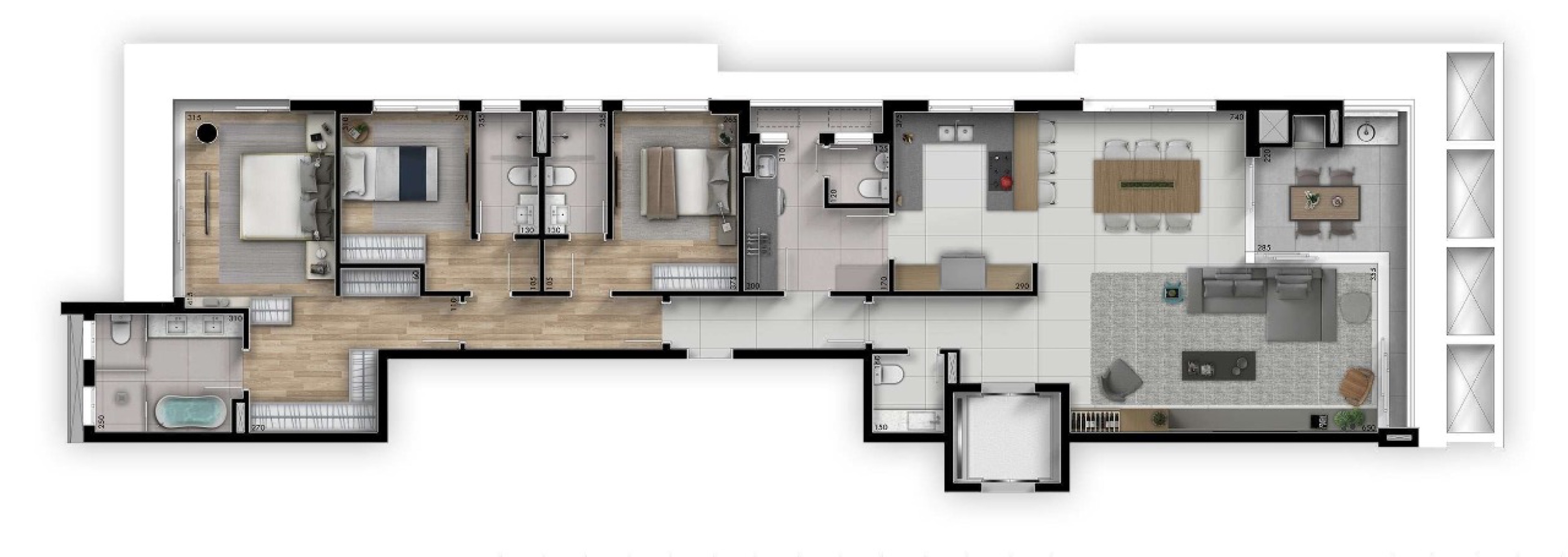 Apartamento com 3 suítes no NIO – 174 m² no Bigorrilho - Planta