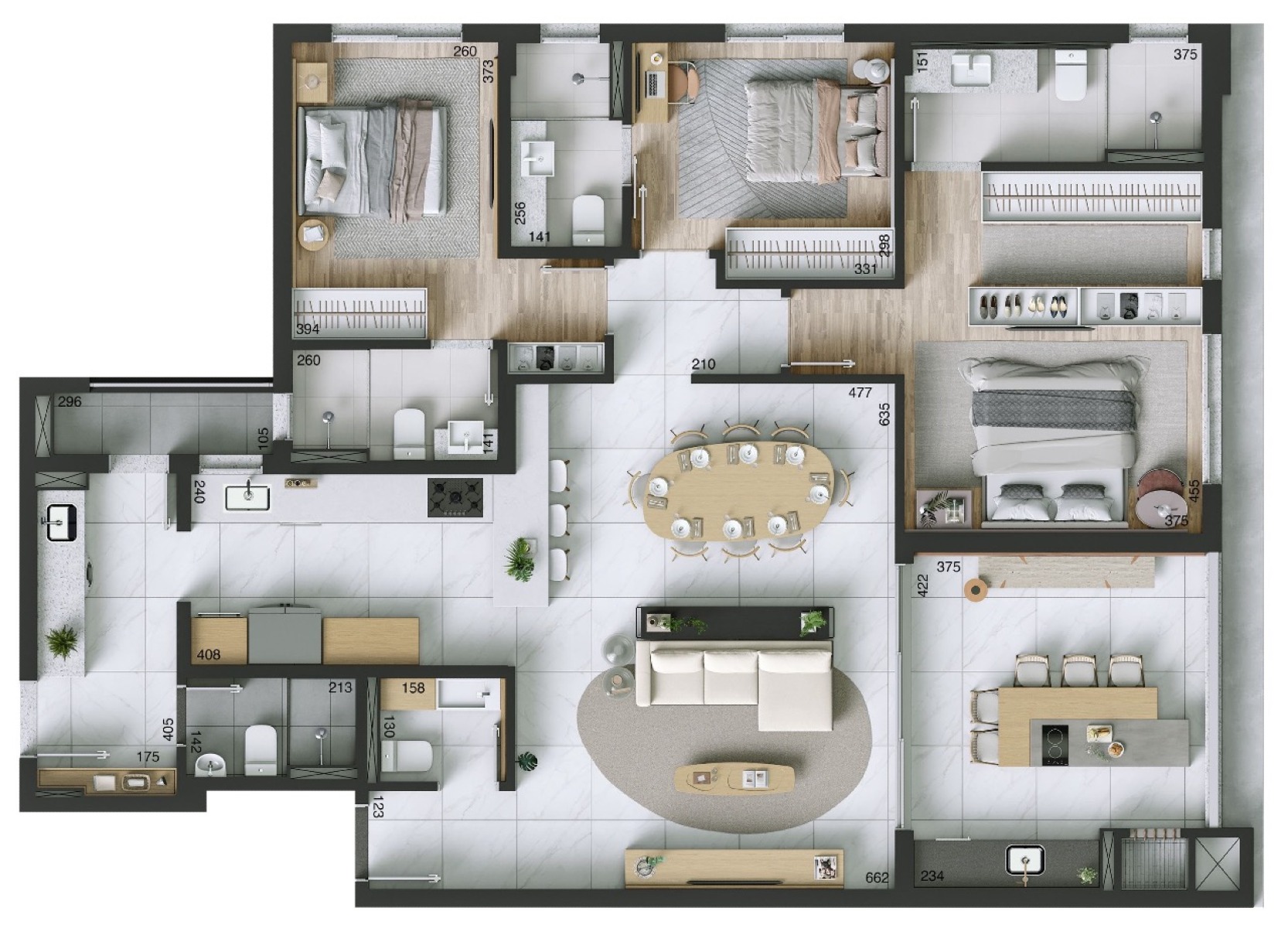 Apartamento no Ahú - Edifício Paseo Folloni by Plaenge - 3 Suítes - 144m² - Planta