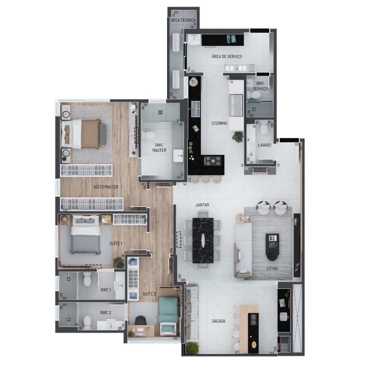 Cobertura no Palm 235 - Construtora Plaenge - 3 suítes - 274m² - Alto da XV - Planta