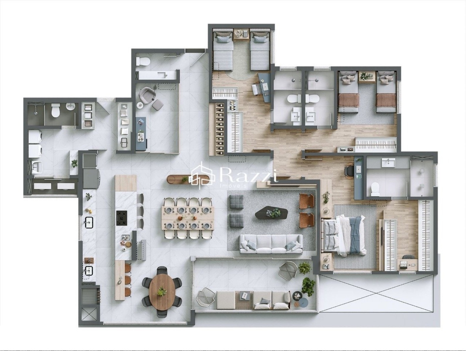 Apartamento no Ecoville | Planta com 193m ² da Construtora Plaenge - Edifício Landhaus - Planta