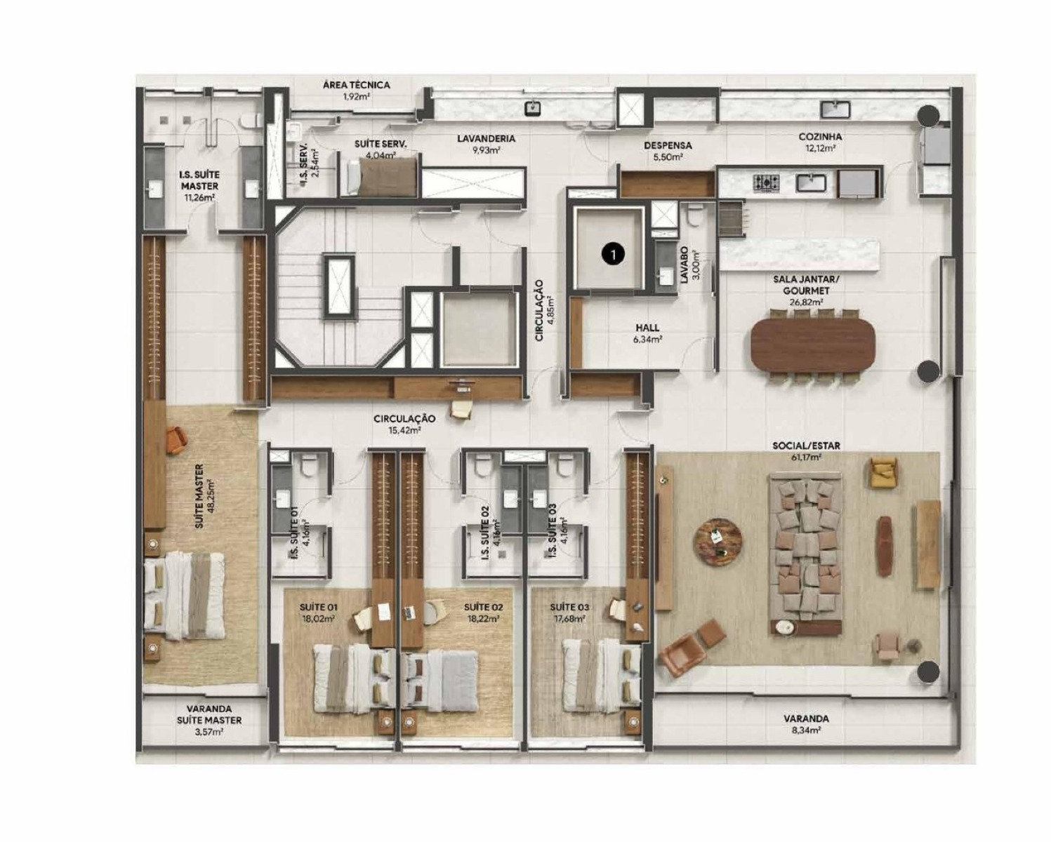 Edifício Manhã | Planta de 319m² com 4 Suítes no Batel - Planta