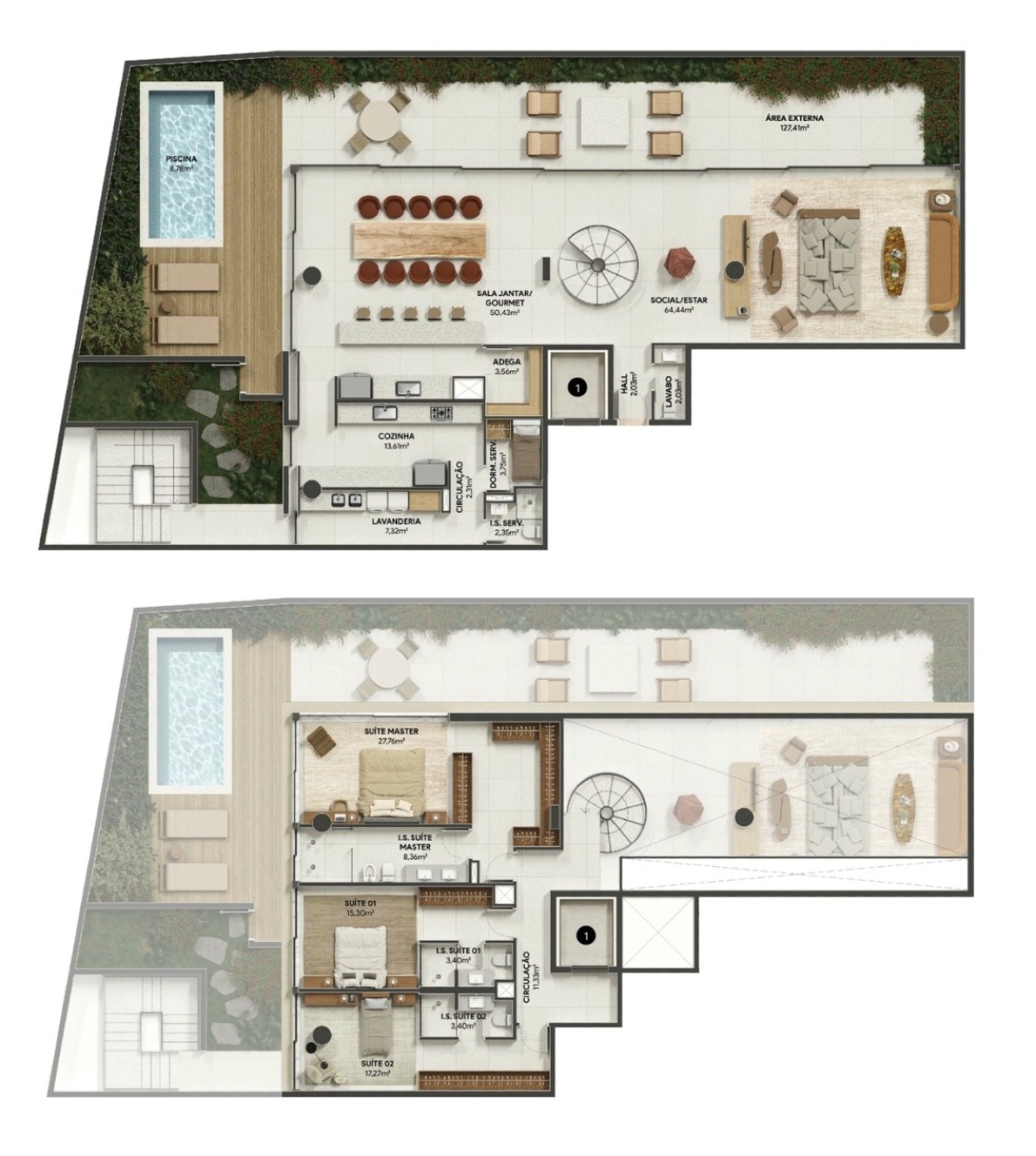 Edifício Manhã | Garden com Planta Ampla de 434m², 3 Suítes e Piscina Privativa - Batel - Planta