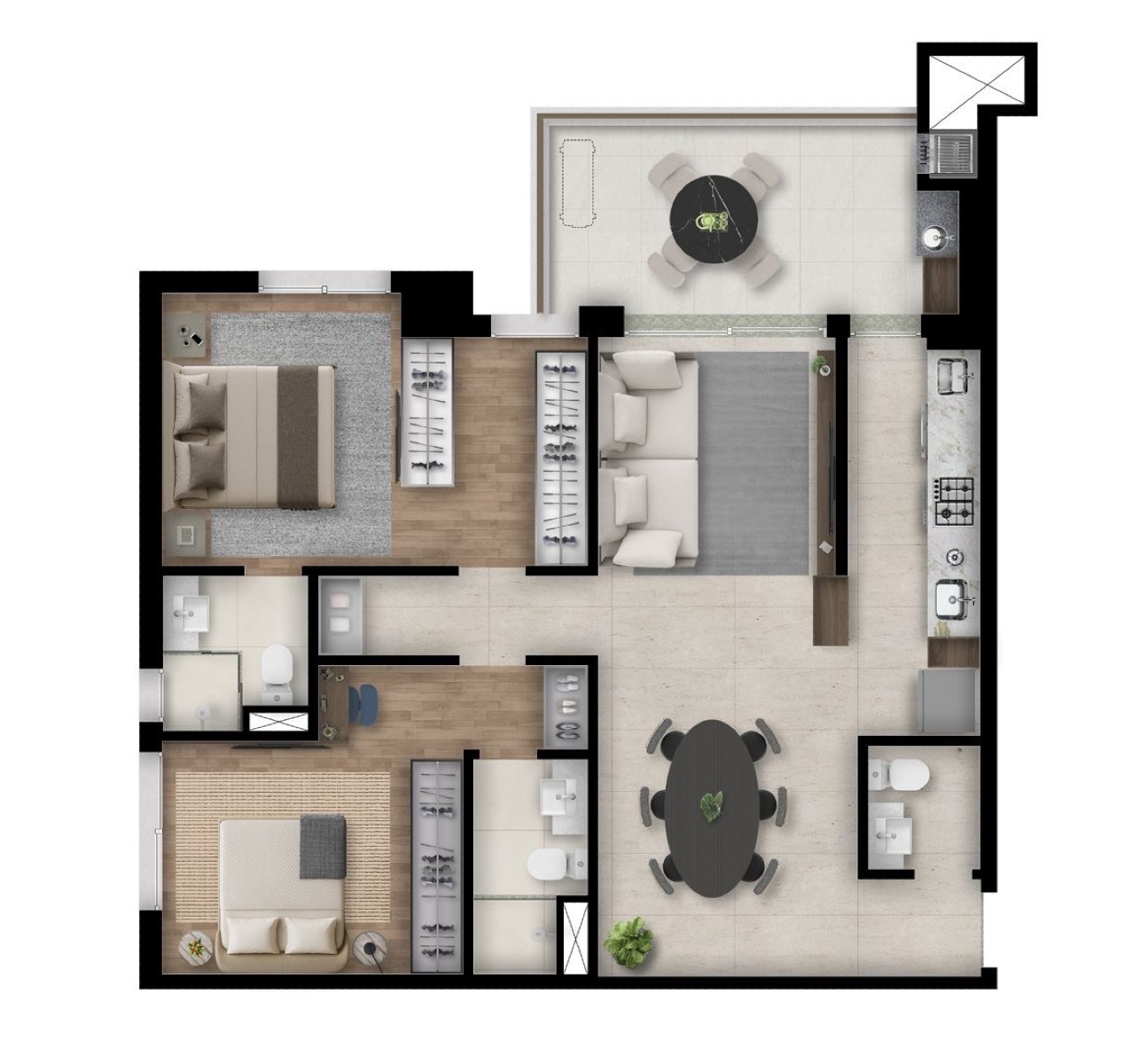  Apartamento de 3 Quartos com 85m² no Linea - Lançamento GT Building no Portão - Planta
