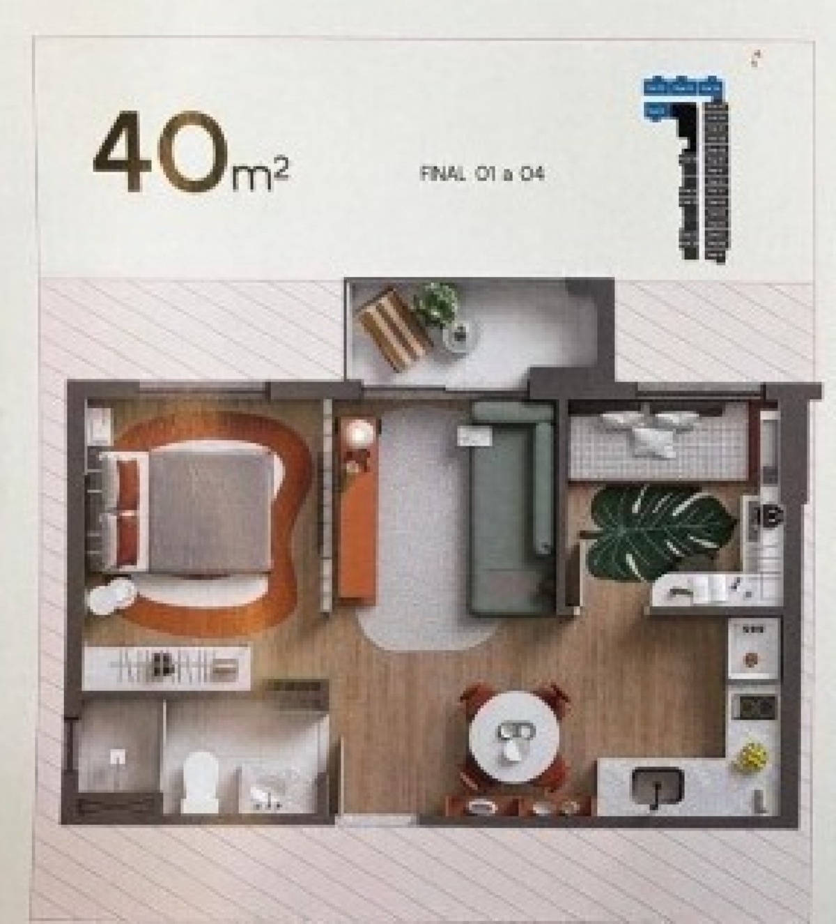 Apartamento à venda MINDSE7 | 40m² | 2 quartos - UNIDADE DE REVENDA - Planta