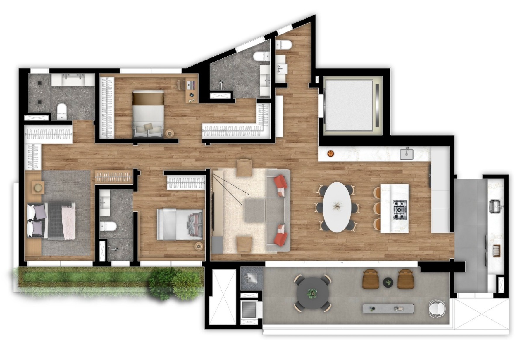 Apartamento no Bigorrilho - 160m² privativos - 3 suítes | Edifício Oás - Planta