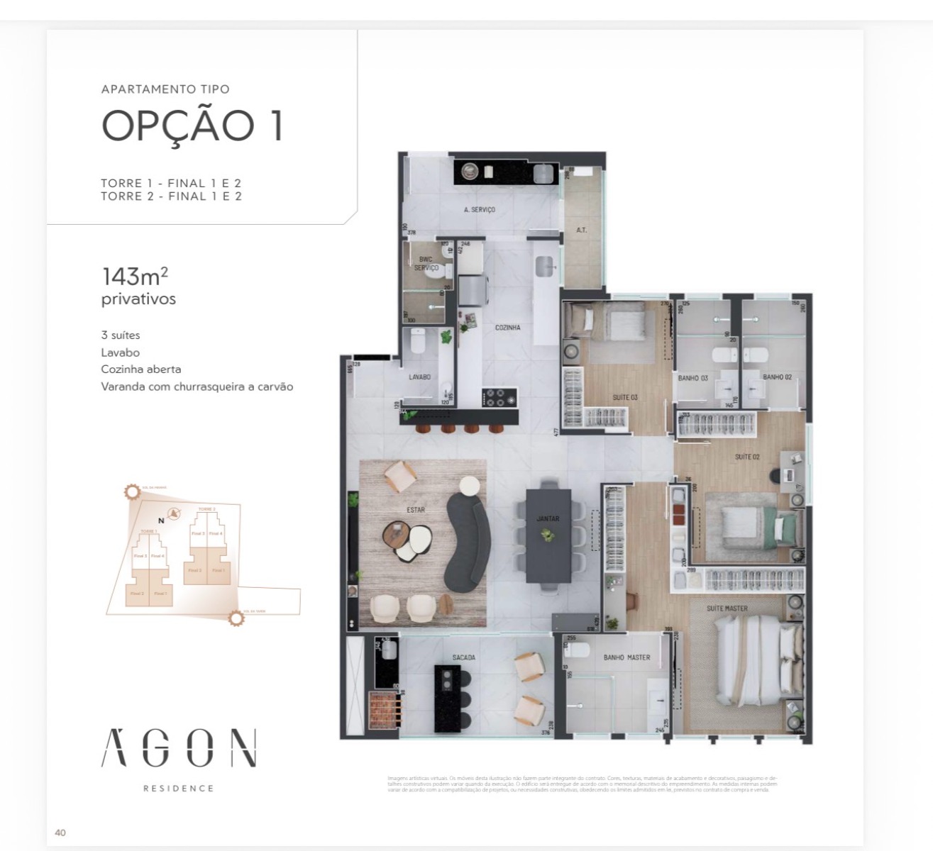 Ágon Residence | 143 m², 3 suítes e 3 vagas no Água Verde - Planta