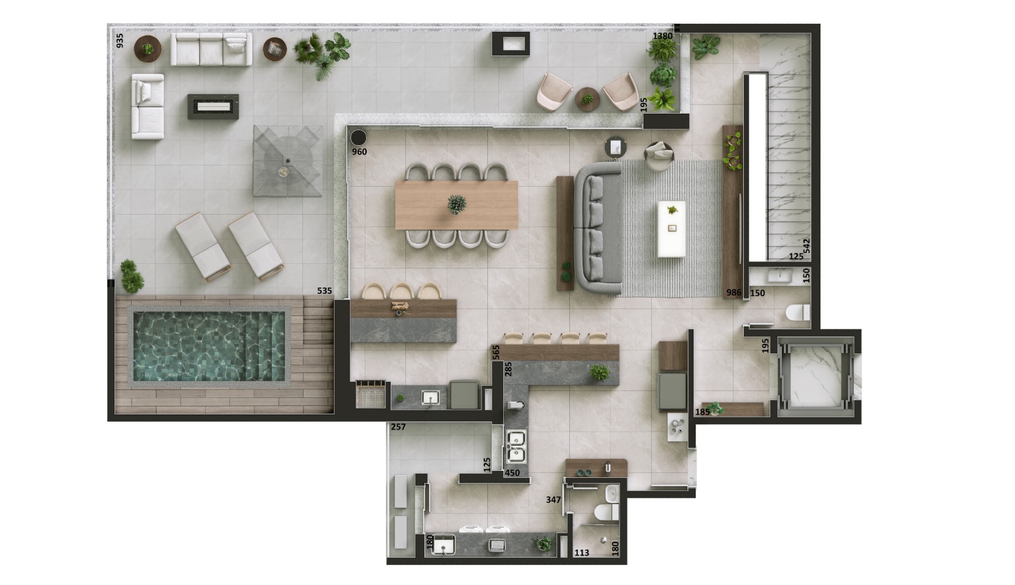 Cobertura Duplex de 381m² no Jardins Artefacto by Swell | Mercês  - Planta