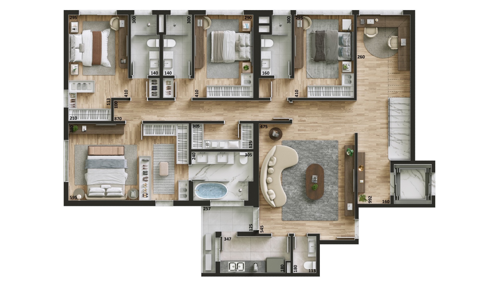 Cobertura Duplex de 381m² no Jardins Artefacto by Swell | Mercês  - Planta